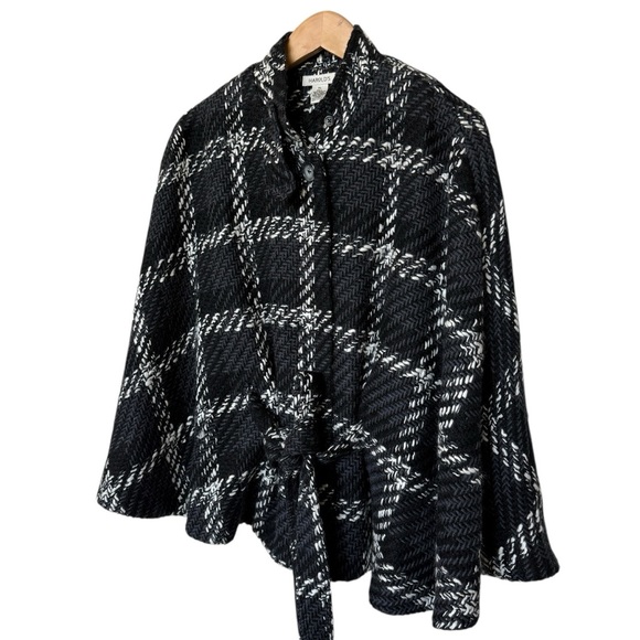 NWT Harold’s Women’s XL Black Plaid Wool Blend Jacket Belted Waist Casual $225 - Picture 2 of 7